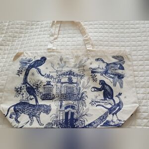 Sezane Blue and Cream Tote Bag